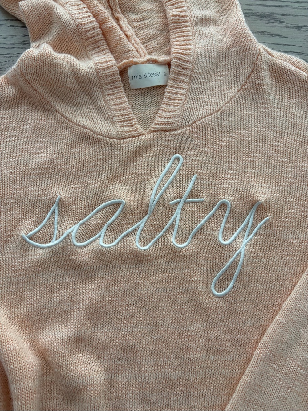 Salty Knit Hoodie Sweater - Peach - Picture 2 of 5